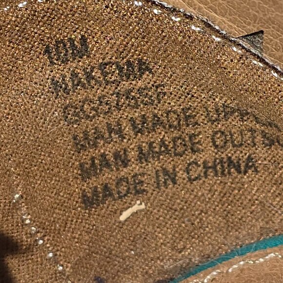 WOMENS MIA FLATS POINTED TOE ANKLE STRAP IN GREEN FAUX LEATHER SIZE 10 GUC - Picture 4 of 9